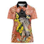 Australia Tawny Frogmouth Women Polo Shirt Golden Wattle Banksia Aboriginal Art - Aussie Hoodie