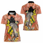 Australia Tawny Frogmouth Women Polo Shirt Golden Wattle Banksia Aboriginal Art - Aussie Hoodie