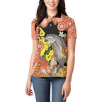 Australia Tawny Frogmouth Women Polo Shirt Golden Wattle Banksia Aboriginal Art - Aussie Hoodie