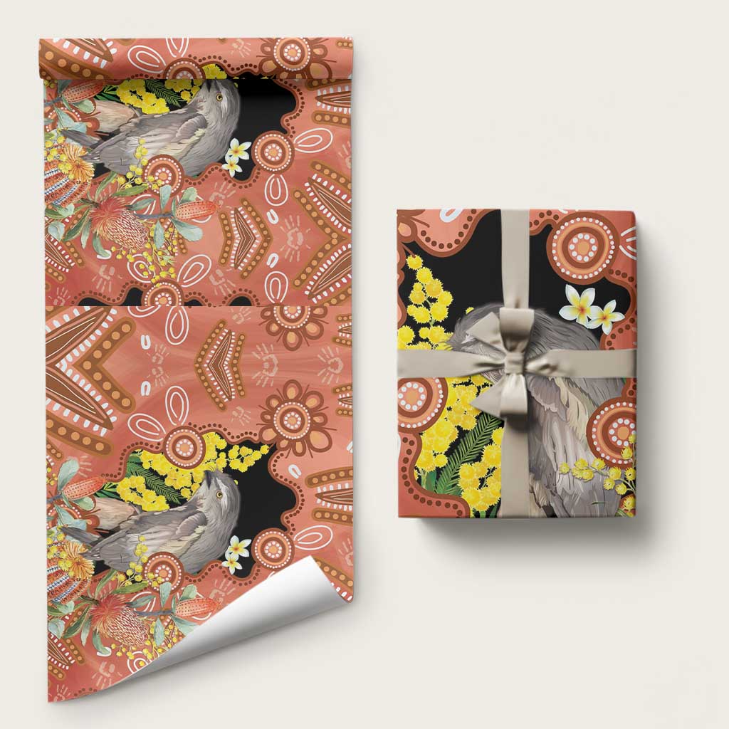 Australia Tawny Frogmouth Wrapping Paper Golden Wattle Banksia Aboriginal Art - Aussie Hoodie