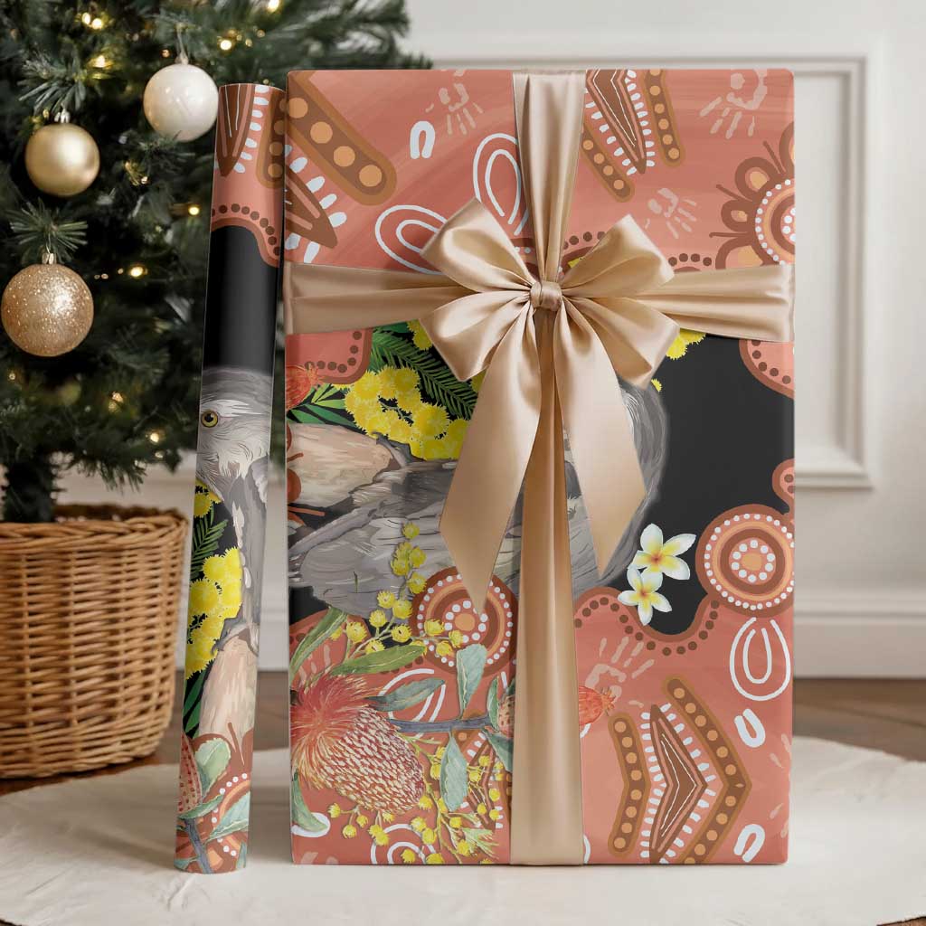 Australia Tawny Frogmouth Wrapping Paper Golden Wattle Banksia Aboriginal Art - Aussie Hoodie