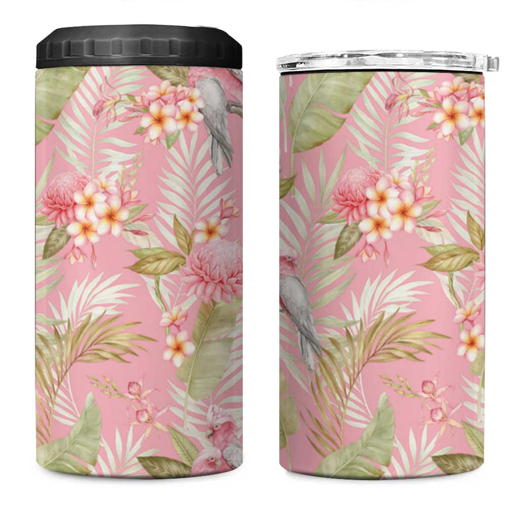 Australia Galah Cockatoo 4 in 1 Can Cooler Tumbler Eolophus Soseicapilla Couple Seamless Style - Aussie Hoodie