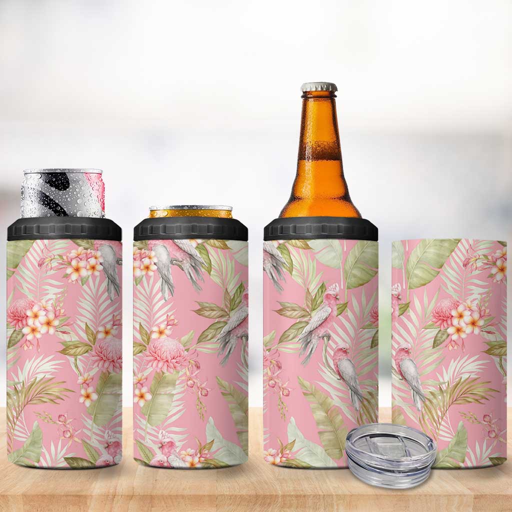 Australia Galah Cockatoo 4 in 1 Can Cooler Tumbler Eolophus Soseicapilla Couple Seamless Style - Aussie Hoodie