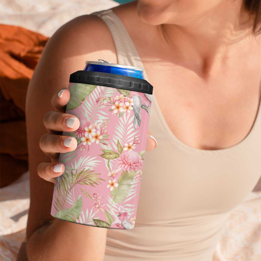 Australia Galah Cockatoo 4 in 1 Can Cooler Tumbler Eolophus Soseicapilla Couple Seamless Style - Aussie Hoodie