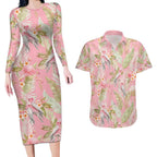 Australia Galah Cockatoo Couples Matching Long Sleeve Bodycon Dress and Hawaiian Shirt Eolophus Soseicapilla Couple Seamless Style - Aussie Hoodie