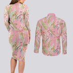 Australia Galah Cockatoo Couples Matching Long Sleeve Bodycon Dress and Long Sleeve Button Shirt Eolophus Soseicapilla Couple Seamless Style - Aussie Hoodie