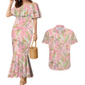 Australia Galah Cockatoo Couples Matching Mermaid Dress and Hawaiian Shirt Eolophus Soseicapilla Couple Seamless Style - Aussie Hoodie