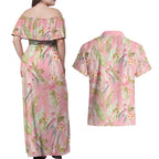 Australia Galah Cockatoo Couples Matching Off Shoulder Maxi Dress and Hawaiian Shirt Eolophus Soseicapilla Couple Seamless Style - Aussie Hoodie