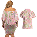 Australia Galah Cockatoo Couples Matching Off Shoulder Short Dress and Hawaiian Shirt Eolophus Soseicapilla Couple Seamless Style - Aussie Hoodie
