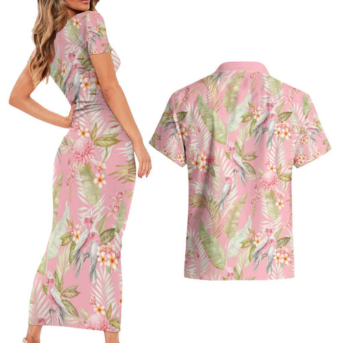 Australia Galah Cockatoo Couples Matching Short Sleeve Bodycon Dress and Hawaiian Shirt Eolophus Soseicapilla Couple Seamless Style - Aussie Hoodie
