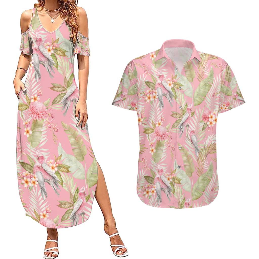 Australia Galah Cockatoo Couples Matching Summer Maxi Dress and Hawaiian Shirt Eolophus Soseicapilla Couple Seamless Style - Aussie Hoodie