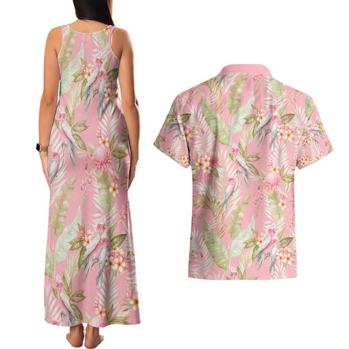 Australia Galah Cockatoo Couples Matching Tank Maxi Dress and Hawaiian Shirt Eolophus Soseicapilla Couple Seamless Style - Aussie Hoodie