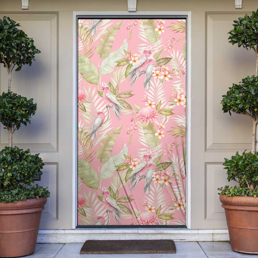 Australia Galah Cockatoo Door Cover Eolophus Soseicapilla Couple Seamless Style - Aussie Hoodie