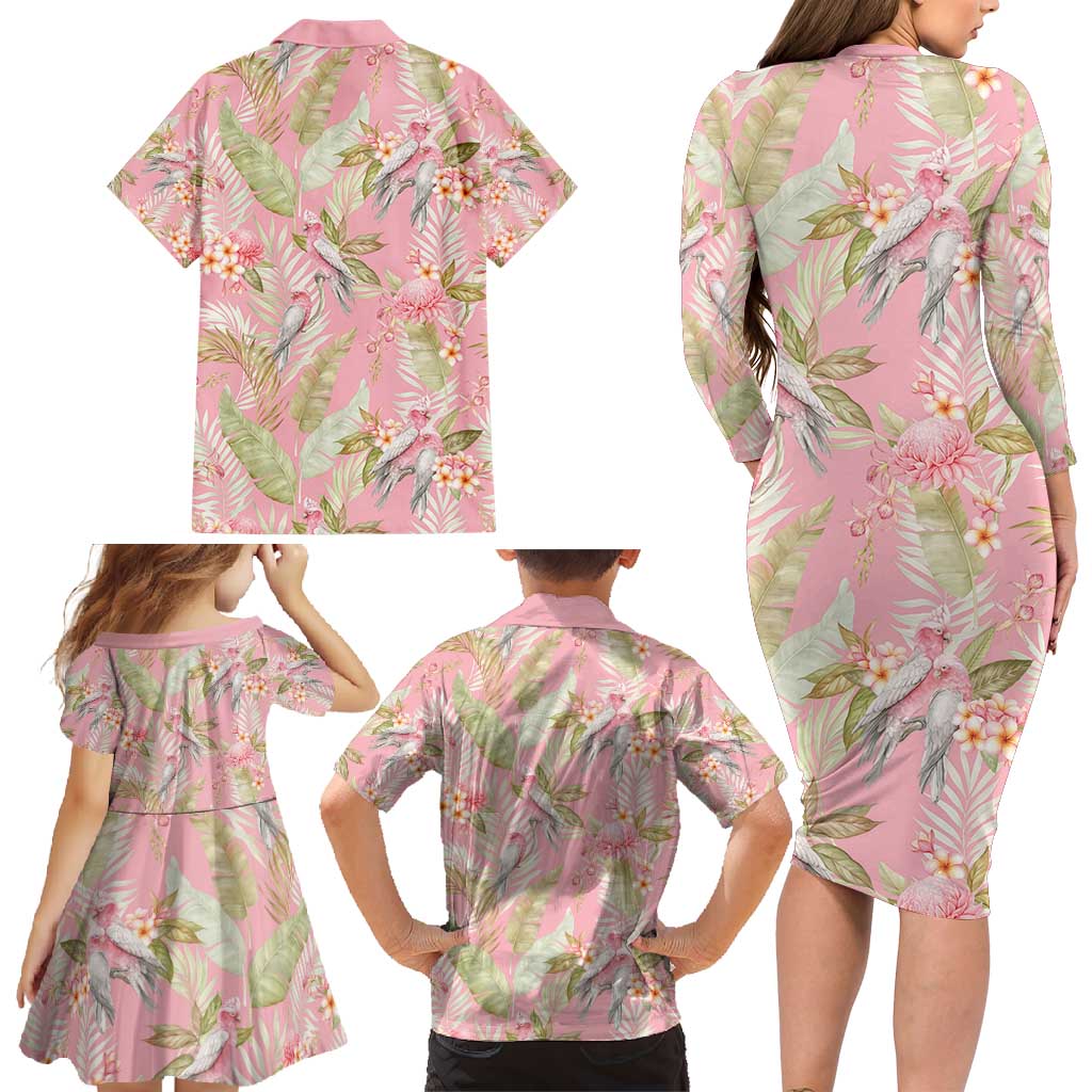 Australia Galah Cockatoo Family Matching Long Sleeve Bodycon Dress and Hawaiian Shirt Eolophus Soseicapilla Couple Seamless Style - Aussie Hoodie