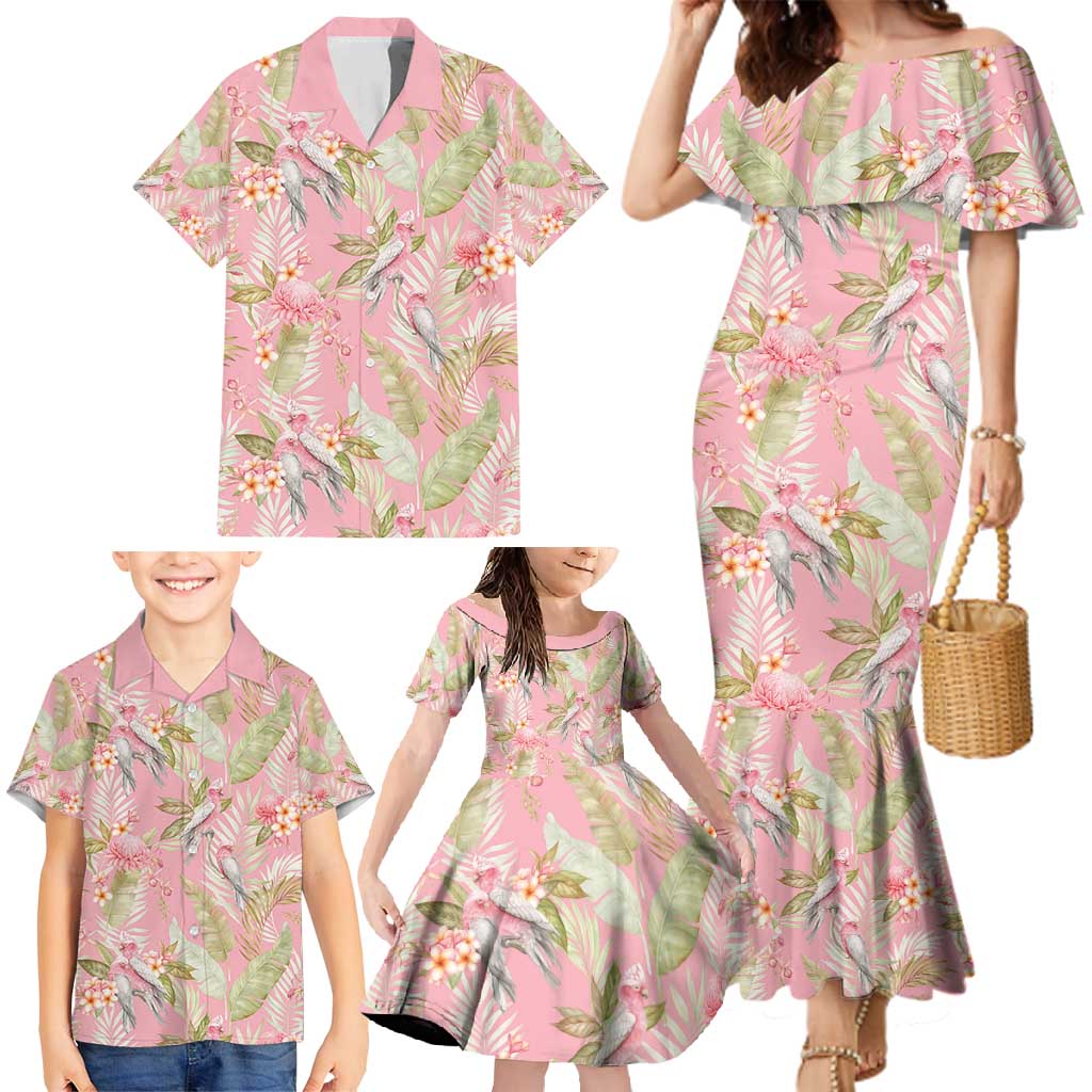Australia Galah Cockatoo Family Matching Mermaid Dress and Hawaiian Shirt Eolophus Soseicapilla Couple Seamless Style - Aussie Hoodie