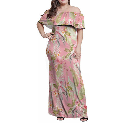 Australia Galah Cockatoo Family Matching Off Shoulder Maxi Dress and Hawaiian Shirt Eolophus Soseicapilla Couple Seamless Style - Aussie Hoodie