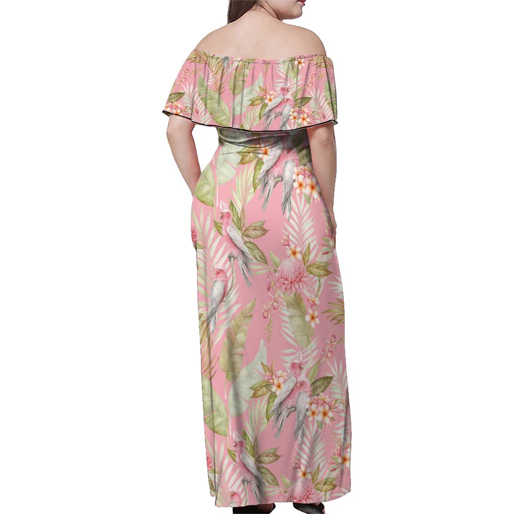 Australia Galah Cockatoo Family Matching Off Shoulder Maxi Dress and Hawaiian Shirt Eolophus Soseicapilla Couple Seamless Style - Aussie Hoodie