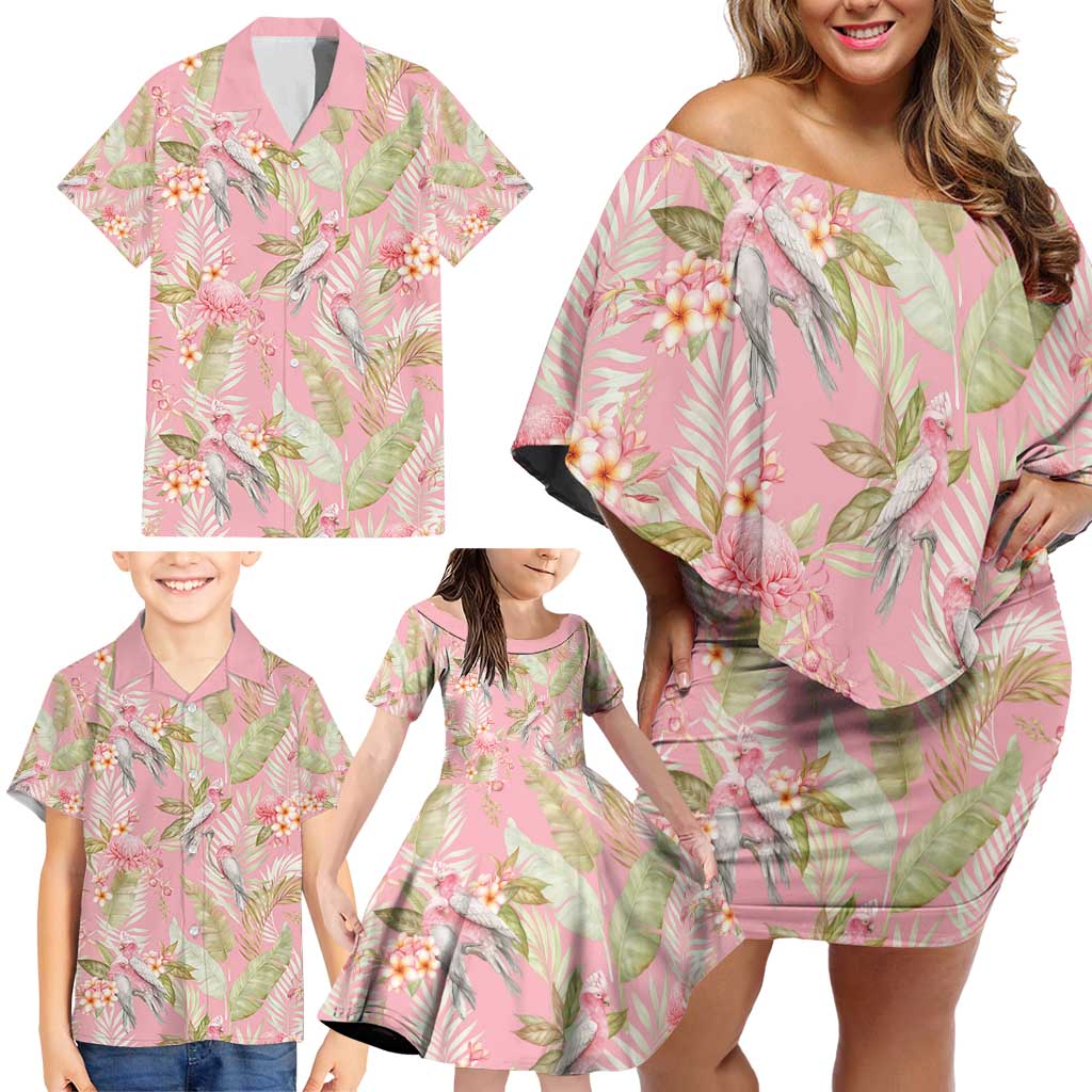 Australia Galah Cockatoo Family Matching Off Shoulder Short Dress and Hawaiian Shirt Eolophus Soseicapilla Couple Seamless Style - Aussie Hoodie