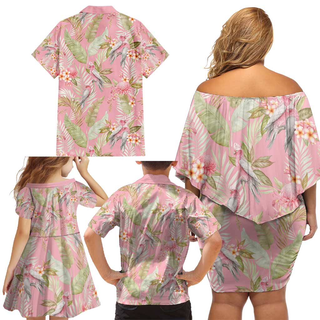 Australia Galah Cockatoo Family Matching Off Shoulder Short Dress and Hawaiian Shirt Eolophus Soseicapilla Couple Seamless Style - Aussie Hoodie