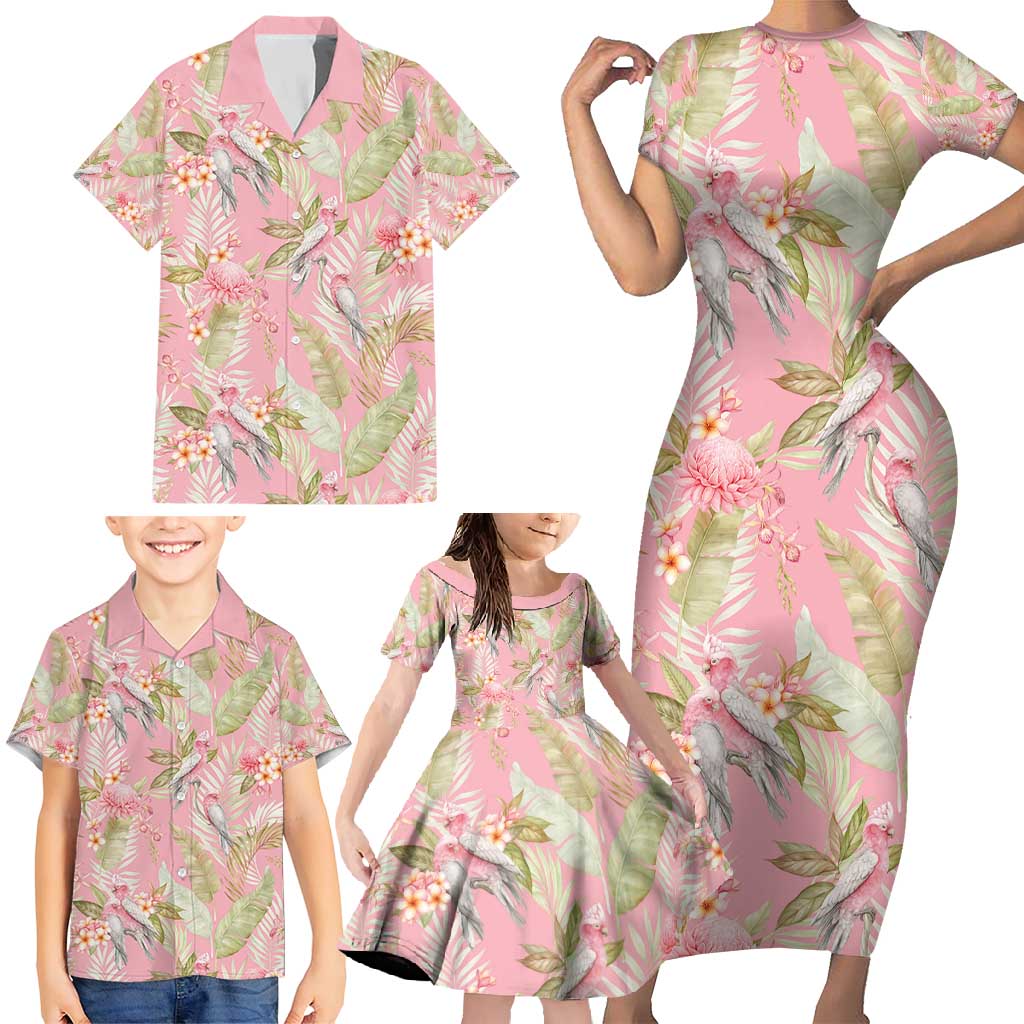 Australia Galah Cockatoo Family Matching Short Sleeve Bodycon Dress and Hawaiian Shirt Eolophus Soseicapilla Couple Seamless Style - Aussie Hoodie