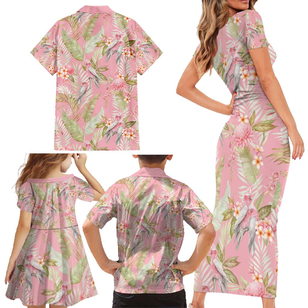 Australia Galah Cockatoo Family Matching Short Sleeve Bodycon Dress and Hawaiian Shirt Eolophus Soseicapilla Couple Seamless Style - Aussie Hoodie