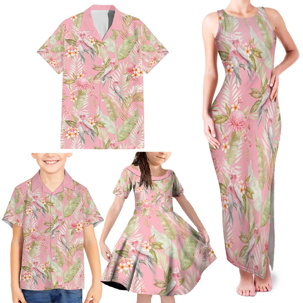 Australia Galah Cockatoo Family Matching Tank Maxi Dress and Hawaiian Shirt Eolophus Soseicapilla Couple Seamless Style - Aussie Hoodie