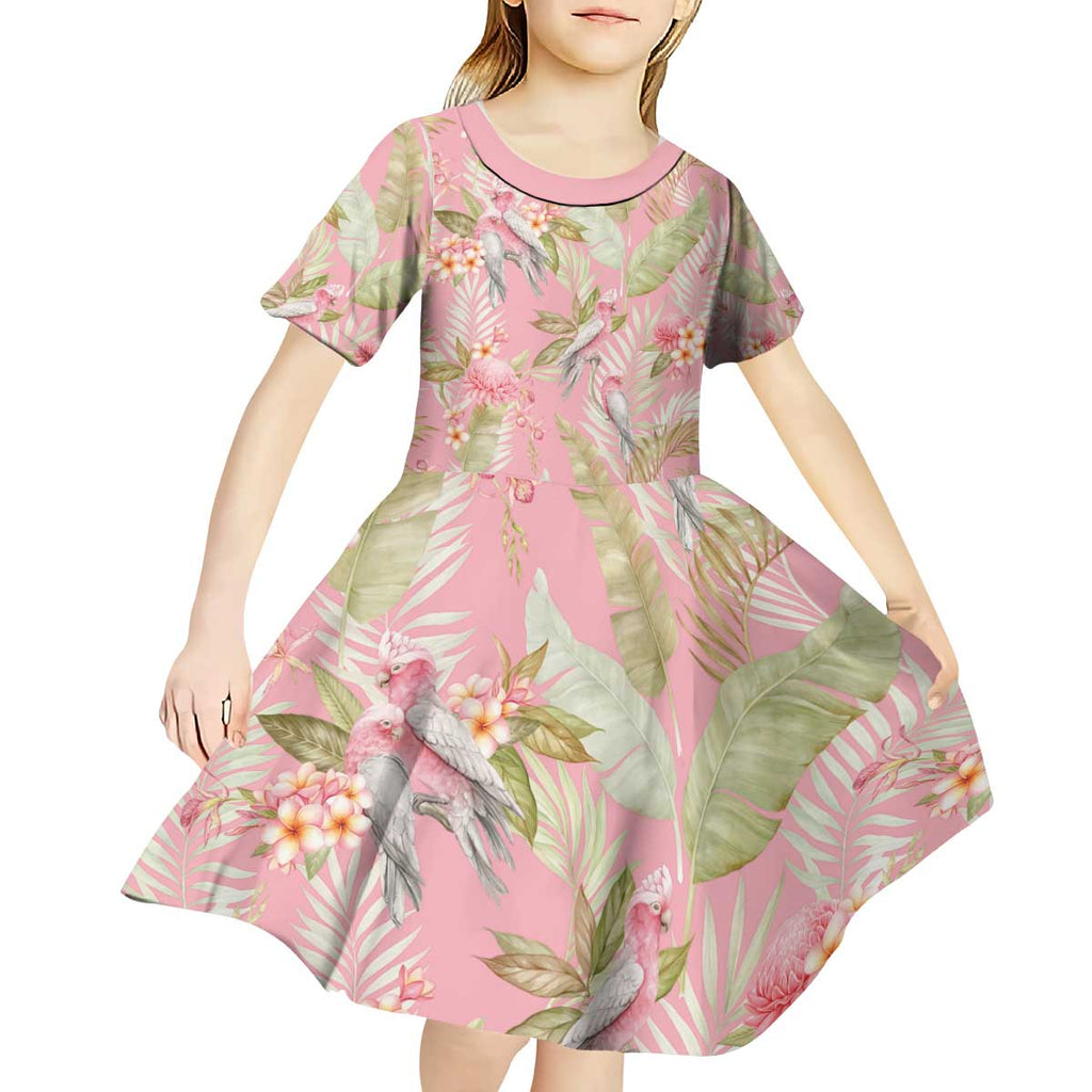 Australia Galah Cockatoo Kid Short Sleeve Dress Eolophus Soseicapilla Couple Seamless Style - Aussie Hoodie