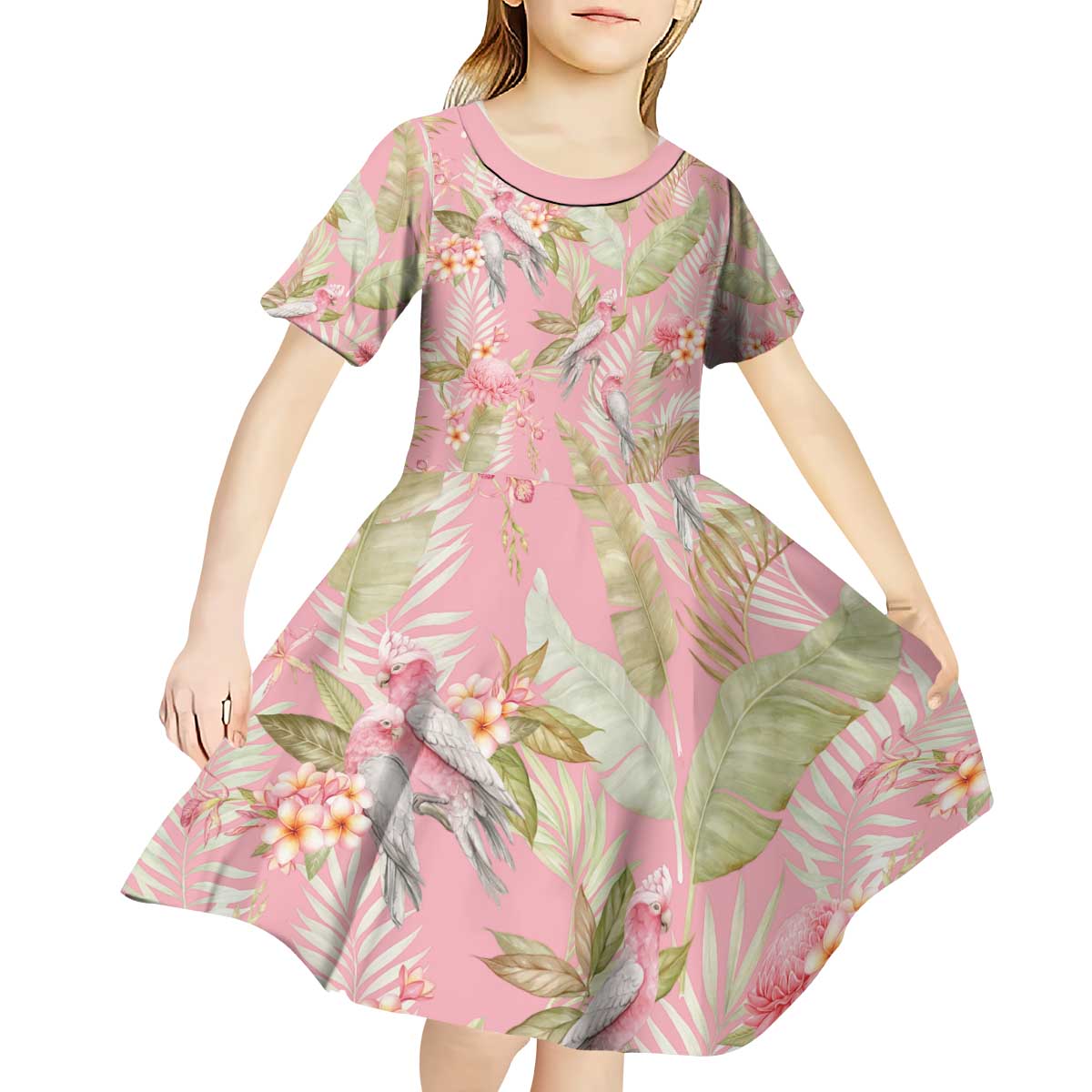 Australia Galah Cockatoo Kid Short Sleeve Dress Eolophus Soseicapilla Couple Seamless Style - Aussie Hoodie