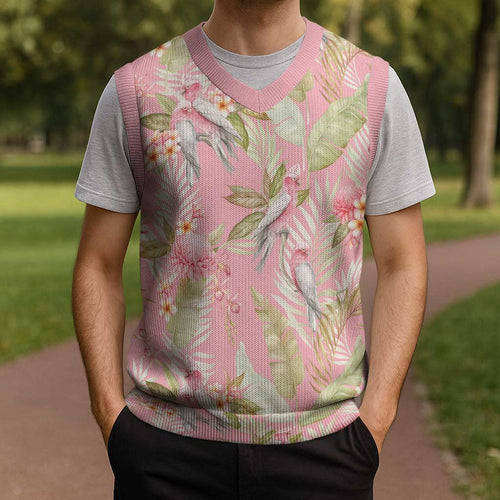 Australia Galah Cockatoo Christmas Knitted V-Neck Vest Eolophus Soseicapilla Couple Seamless Style - Aussie Hoodie