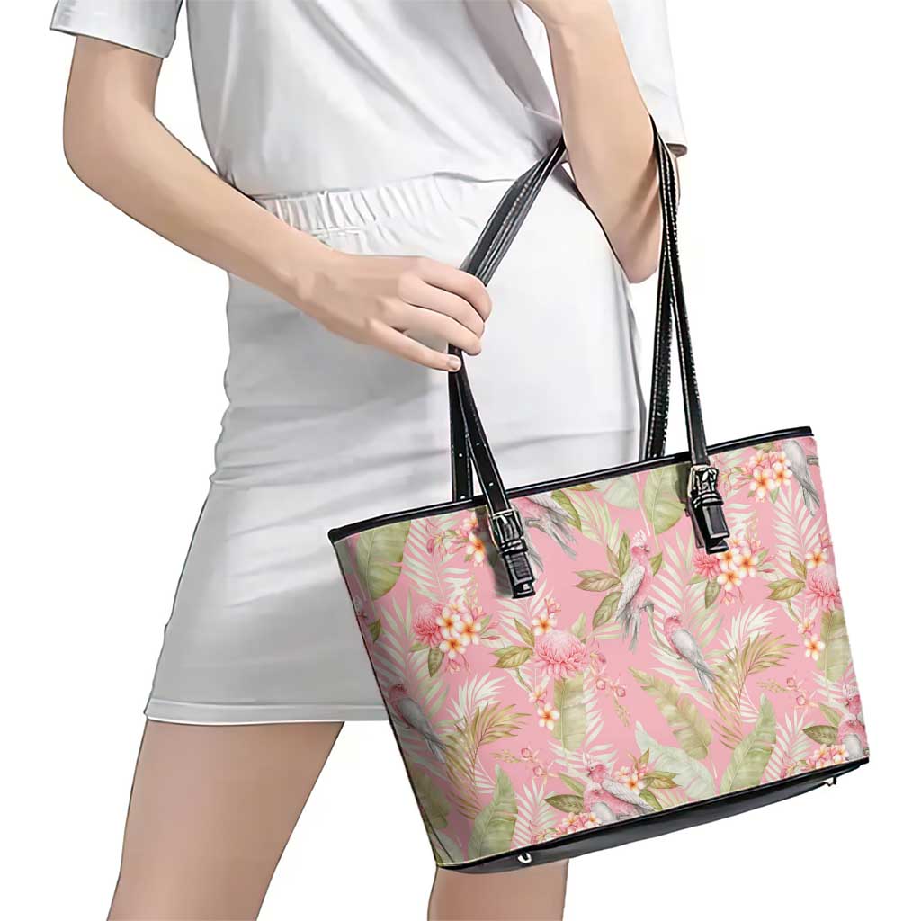 Australia Galah Cockatoo Leather Tote Bag Eolophus Soseicapilla Couple Seamless Style - Aussie Hoodie