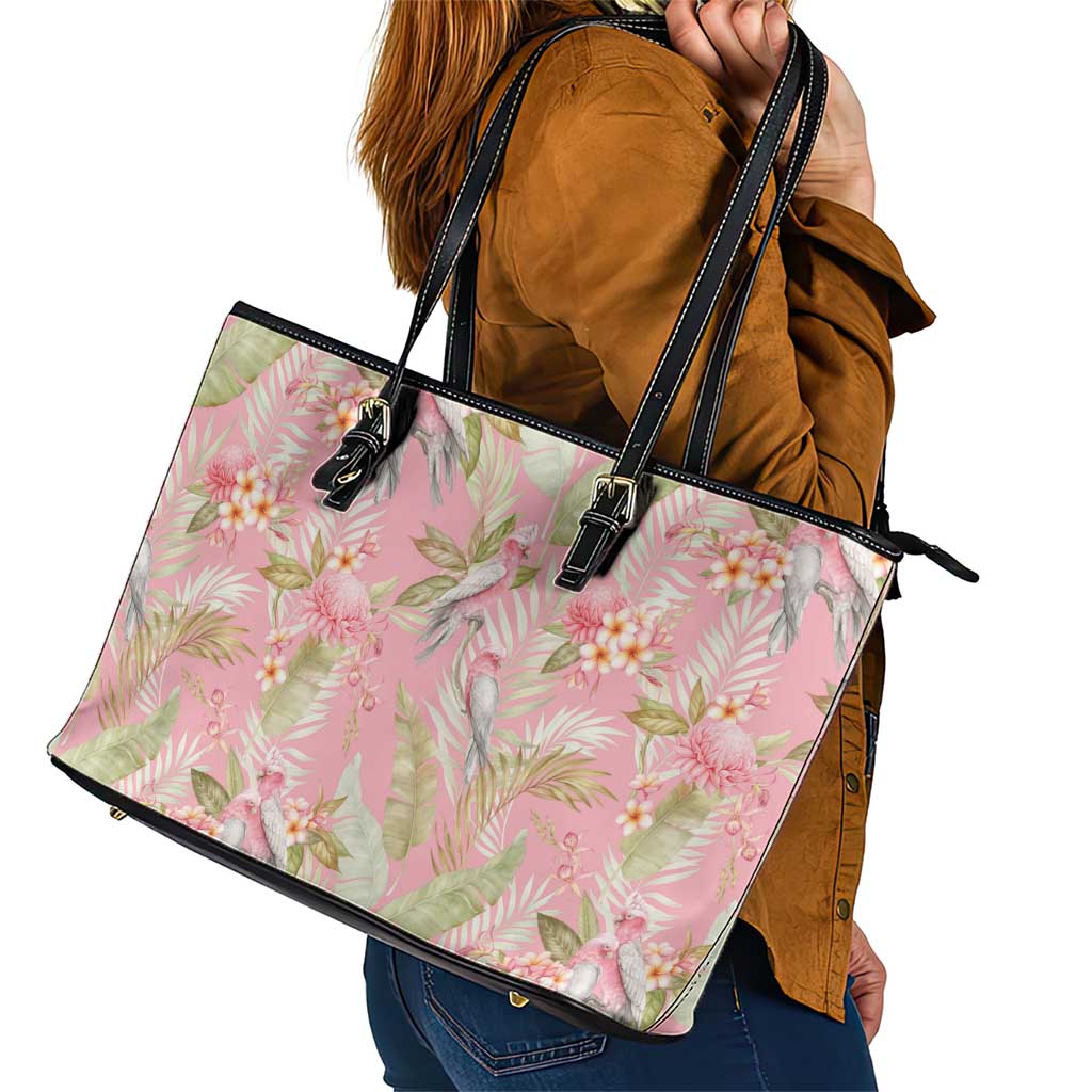 Australia Galah Cockatoo Leather Tote Bag Eolophus Soseicapilla Couple Seamless Style - Aussie Hoodie