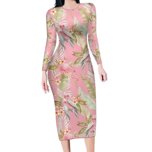 Australia Galah Cockatoo Long Sleeve Bodycon Dress Eolophus Soseicapilla Couple Seamless Style - Aussie Hoodie