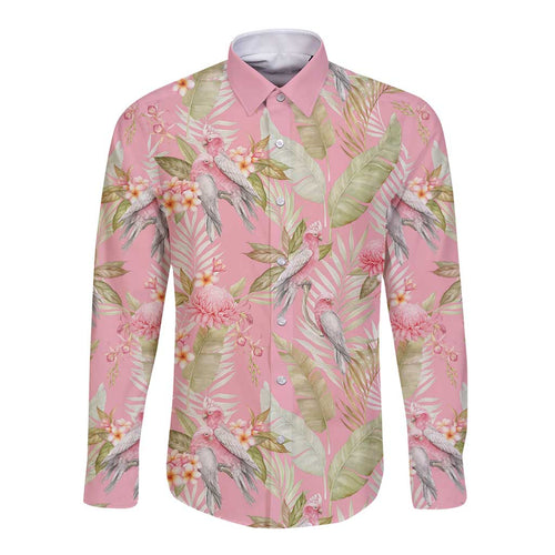 Australia Galah Cockatoo Long Sleeve Button Shirt Eolophus Soseicapilla Couple Seamless Style - Aussie Hoodie
