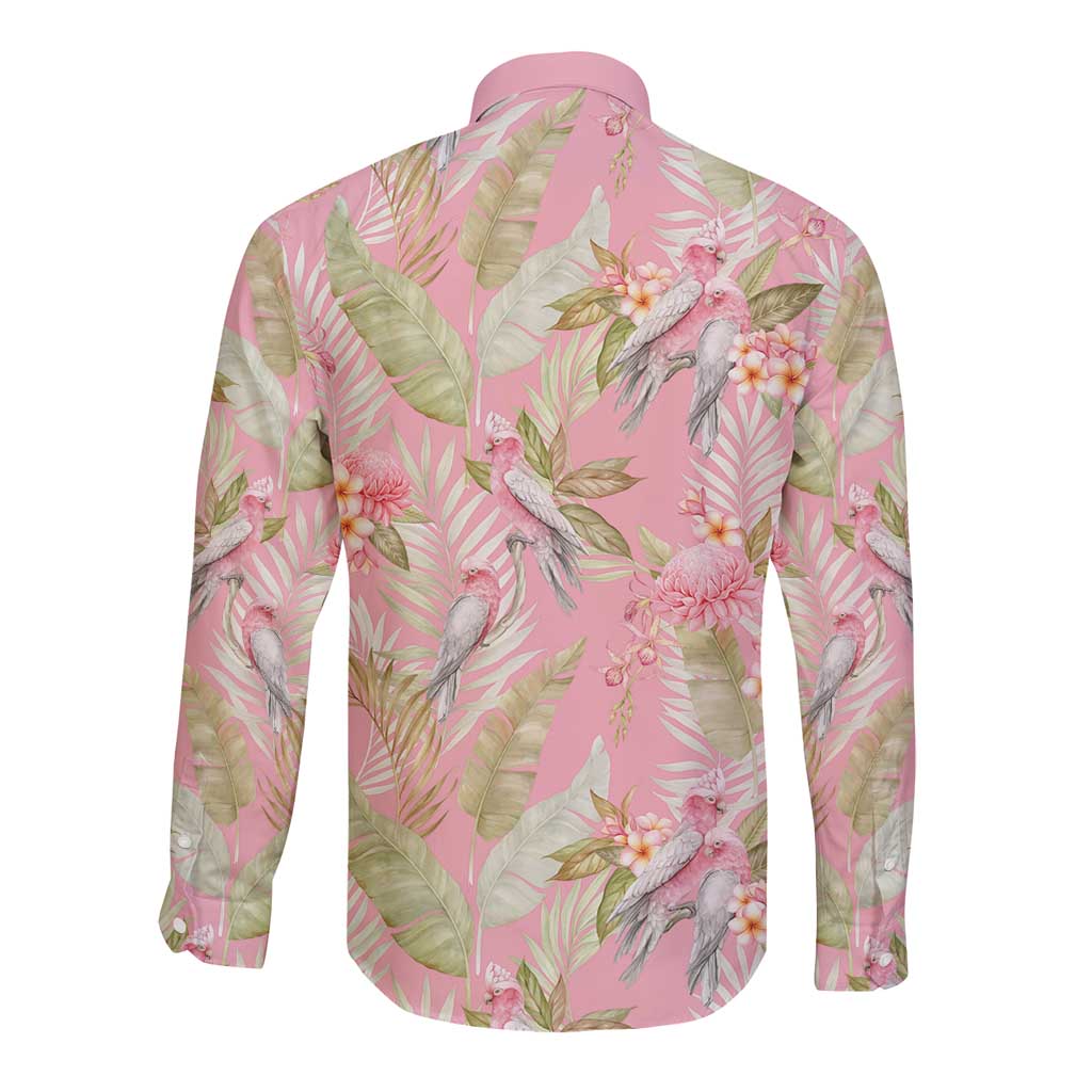 Australia Galah Cockatoo Long Sleeve Button Shirt Eolophus Soseicapilla Couple Seamless Style - Aussie Hoodie