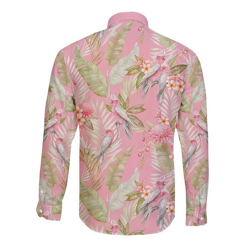 Australia Galah Cockatoo Long Sleeve Button Shirt Eolophus Soseicapilla Couple Seamless Style - Aussie Hoodie