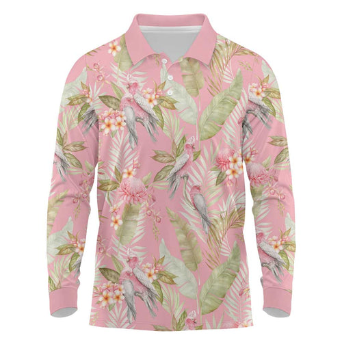 Australia Galah Cockatoo Long Sleeve Polo Shirt Eolophus Soseicapilla Couple Seamless Style - Aussie Hoodie