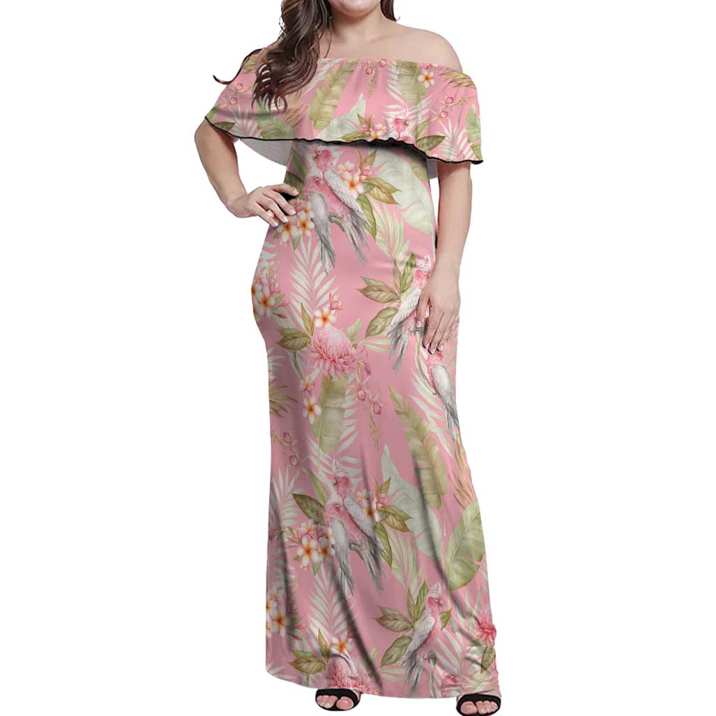 Australia Galah Cockatoo Off Shoulder Maxi Dress Eolophus Soseicapilla Couple Seamless Style - Aussie Hoodie
