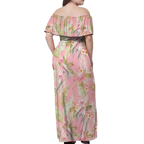 Australia Galah Cockatoo Off Shoulder Maxi Dress Eolophus Soseicapilla Couple Seamless Style - Aussie Hoodie