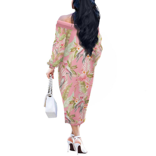 Australia Galah Cockatoo Off The Shoulder Long Sleeve Dress Eolophus Soseicapilla Couple Seamless Style - Aussie Hoodie