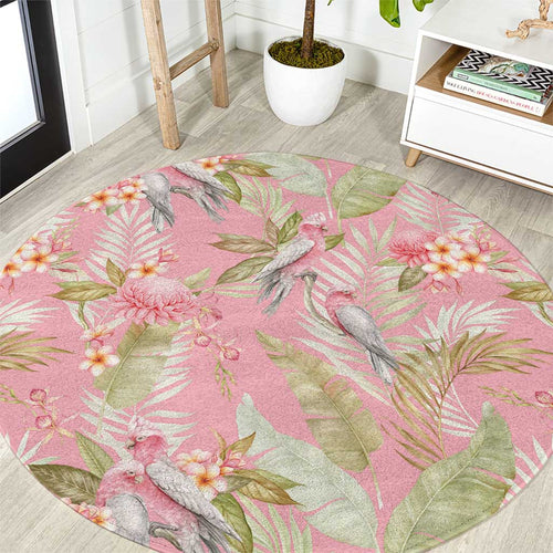 Australia Galah Cockatoo Round Carpet Eolophus Soseicapilla Couple Seamless Style - Aussie Hoodie