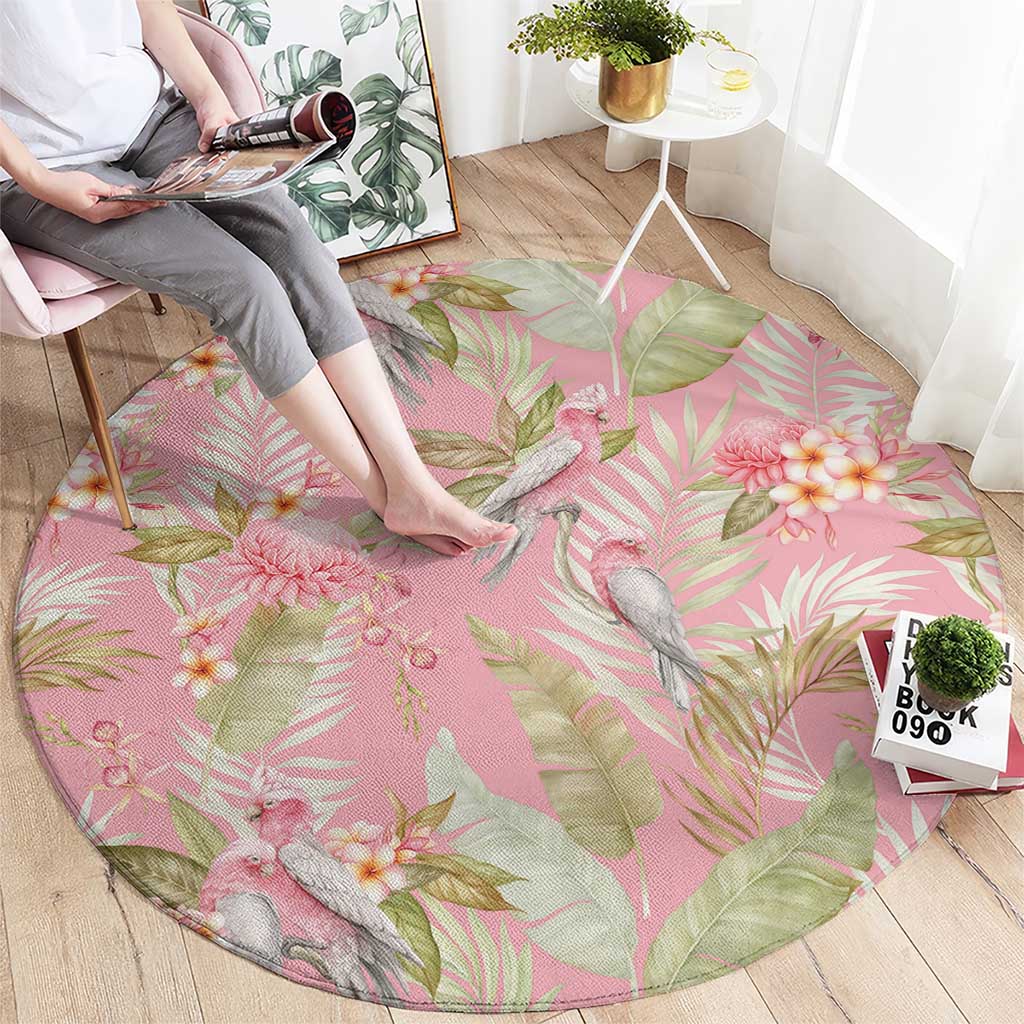Australia Galah Cockatoo Round Carpet Eolophus Soseicapilla Couple Seamless Style - Aussie Hoodie