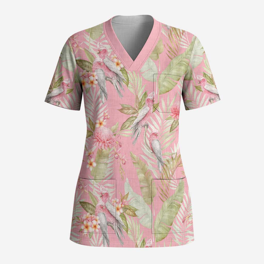 Australia Galah Cockatoo Scrub Top Eolophus Soseicapilla Couple Seamless Style - Aussie Hoodie