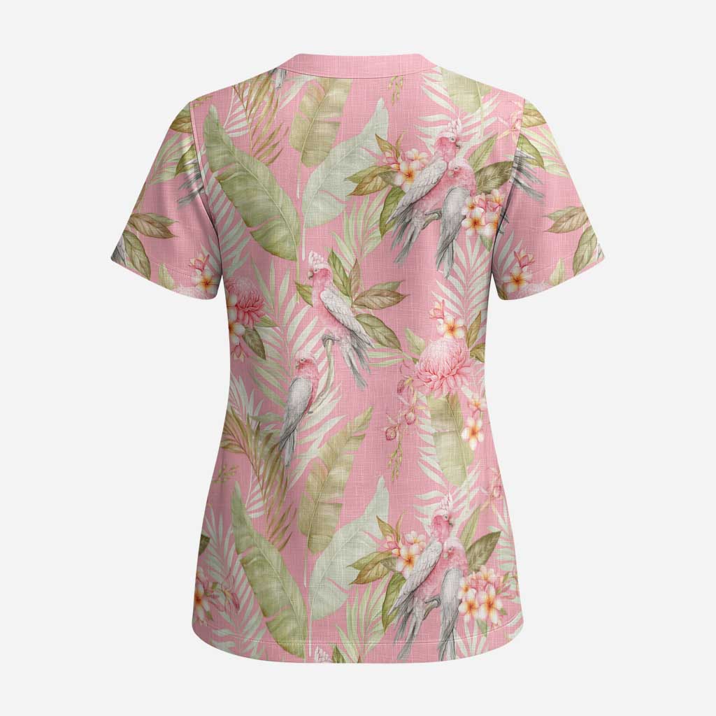 Australia Galah Cockatoo Scrub Top Eolophus Soseicapilla Couple Seamless Style - Aussie Hoodie