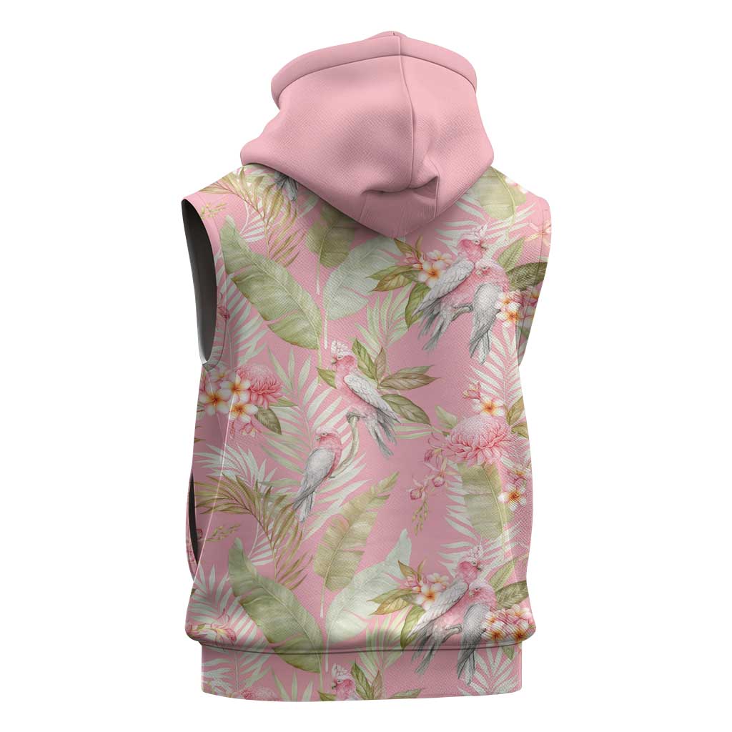 Australia Galah Cockatoo Sleeveless Zip Hoodie Eolophus Soseicapilla Couple Seamless Style LT14