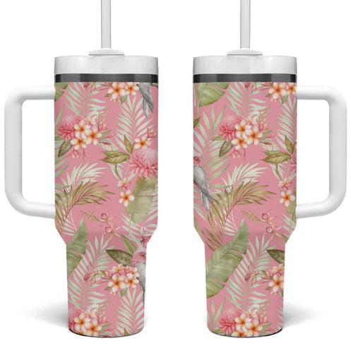 Australia Galah Cockatoo Tumbler With Handle Eolophus Soseicapilla Couple Seamless Style - Aussie Hoodie