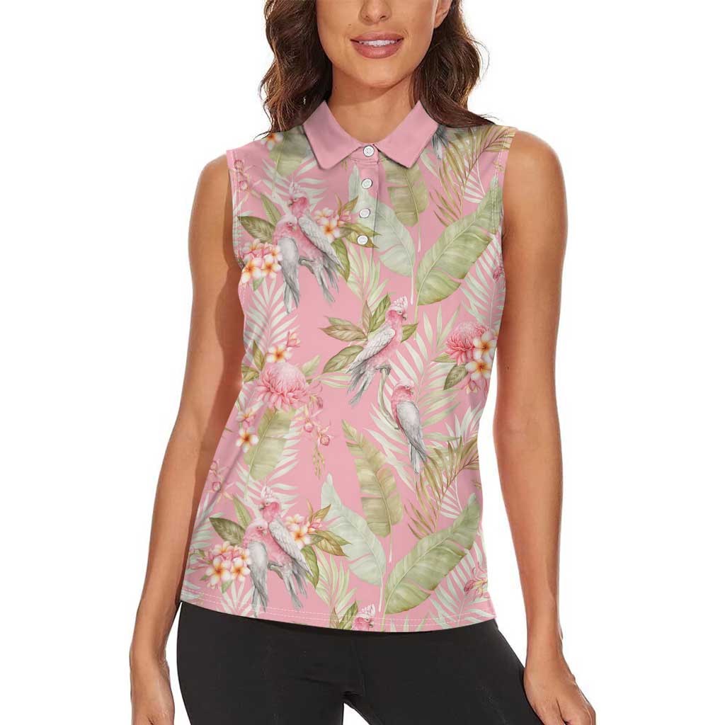 Australia Galah Cockatoo Women Sleeveless Polo Shirt Eolophus Soseicapilla Couple Seamless Style - Aussie Hoodie