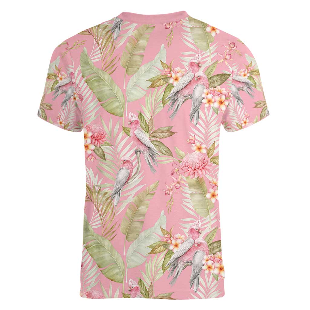 Australia Galah Cockatoo Women V-Neck T-Shirt Eolophus Soseicapilla Couple Seamless Style - Aussie Hoodie