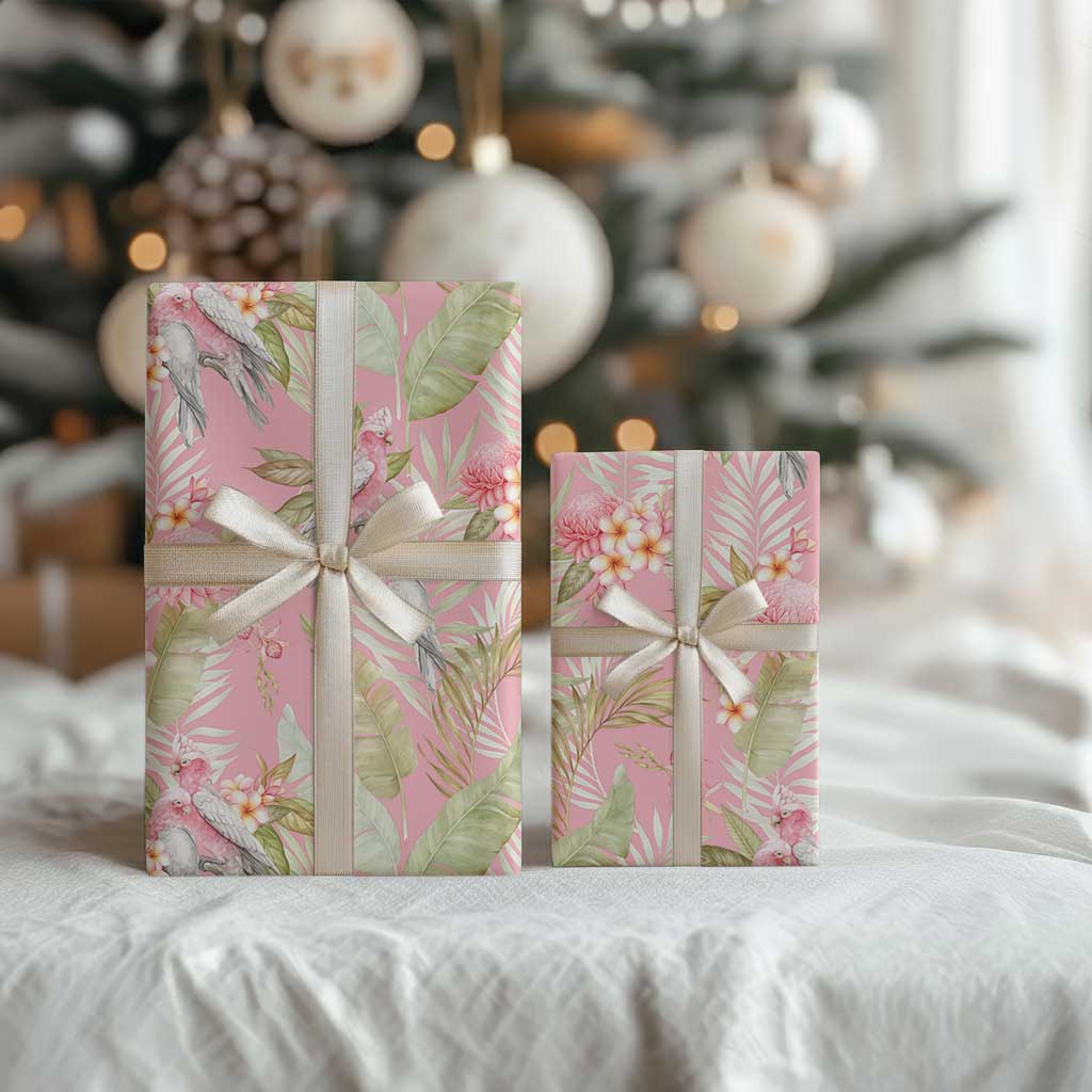 Australia Galah Cockatoo Wrapping Paper Eolophus Soseicapilla Couple Seamless Style - Aussie Hoodie