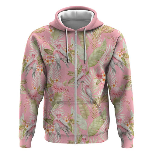 Australia Galah Cockatoo Zip Hoodie Eolophus Soseicapilla Couple Seamless Style - Aussie Hoodie