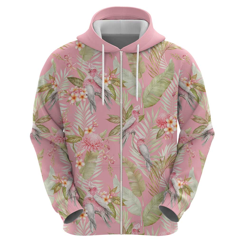 Australia Galah Cockatoo Zip Hoodie Eolophus Soseicapilla Couple Seamless Style - Aussie Hoodie